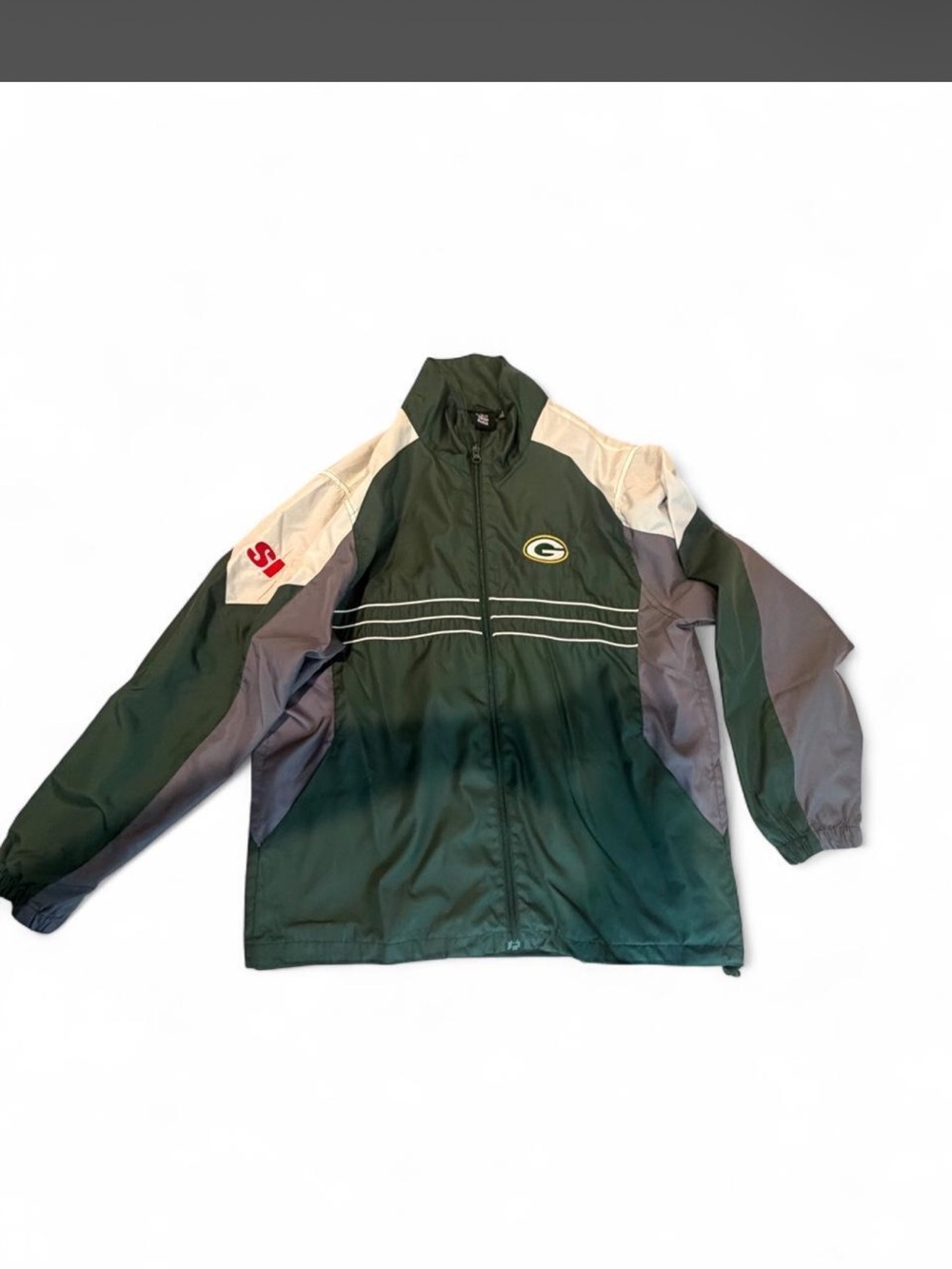 NFL Green and Cream Packers Windbreaker Jacket